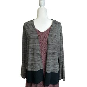 J. Jill Cardigan‎ Women’s sz. Medium Petite Black Stripes Open Front Jacket